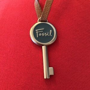 Fossil silver n blue key hang tag key fob bag charm